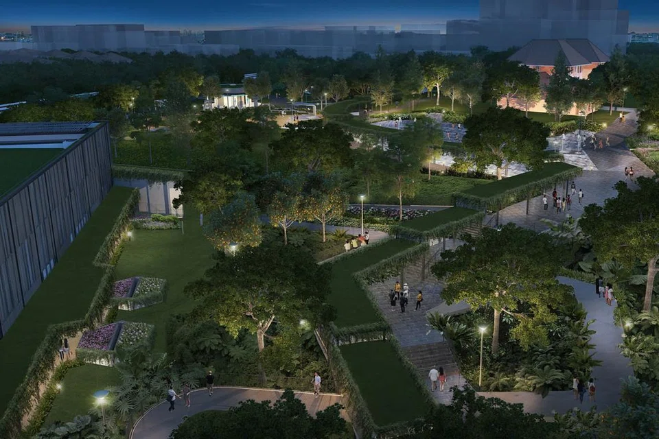 TAMAN UNTUK BERIADAH: Orang ramai juga boleh menjalankan kegiatan di taman rama-rama, yang akan bermandikan cahaya lampu pada waktu malam. - Foto HAB SUKAN DAN MASYARAKAT SEMBAWANG 