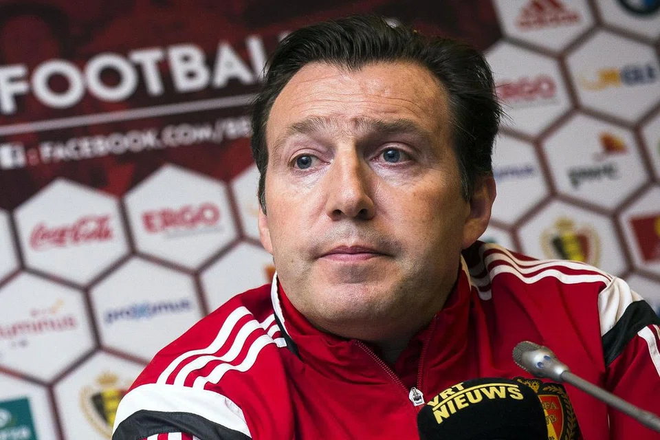 TIDAK TAKUT: Jurulatih Belgium Marc Wilmots mahu perlawanan menentang Portugal diteruskan di negaranya. - Foto AFP