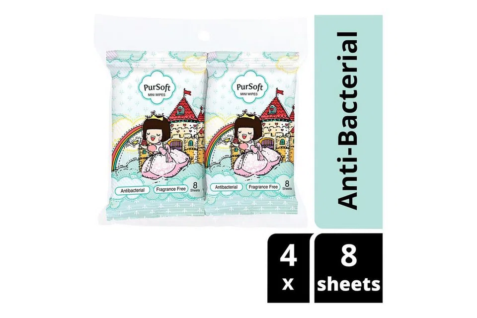 Tisu basah anti-bakteria mini PurSoft.