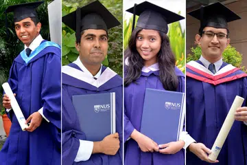 (Dari kiri) ENCIK HAIRUL HAKKIM: Memperolehi ijazah Sarjana Muda dalam bidang Undang-Undang dengan Kepujian Kelas Pertama. ENCIK MUHAMMAD ISMAIL ALAUDIN: Mendapat ijazah Sarjana Muda Sains dalam jurusan Farmasi dengan Kepujian (Kecemerlangan Tertinggi). CIK NUR ATIQAH: Meraih ijazah Sarjana Muda Sains dalam bidang Farmasi dengan Kepujian (Kecemerlangan Tertinggi). ENCIK MUHAMMAD NOOR DANIAL: Raih dua ijazah - Sarjana Muda Sains bidang Hartanah (Kepujian Kelas Pertama) dan Sarjana Muda Pentadbiran Perniagaan.