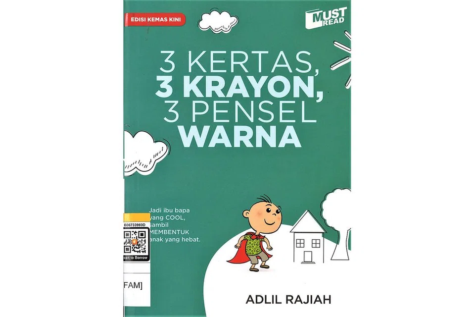ASUH ANAK: Ditulis oleh penulis blog Adlil Rajiah, buku '3 Kertas, 3 Krayon, 3 Pensel Warna' membicarakan isu-isu berkaitan keibubapaan berdasarkan pengalaman penulis membesarkan anaknya dengan cara asuhan yang lebih bersifat autoritatif. - Foto-foto NLB