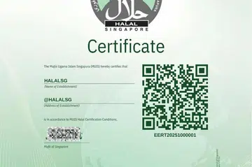 Kod QR akan tertera dalam sijil halal bagi premis makanan di Singapura bermula 1 Oktober.