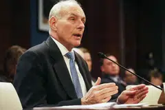 Setiausaha Keselamatan Dalam Negeri Amerika, Encik John Kelly, bercakap mengenai keselamatan sempadan dan larangan pelarian oleh Presiden Trump baru-baru ini kepada .Jawatankuasa Dewan bagi Keselamatan Sempadan di Capitol Hill pada 7 Februari 2017 di Washington, DC. 