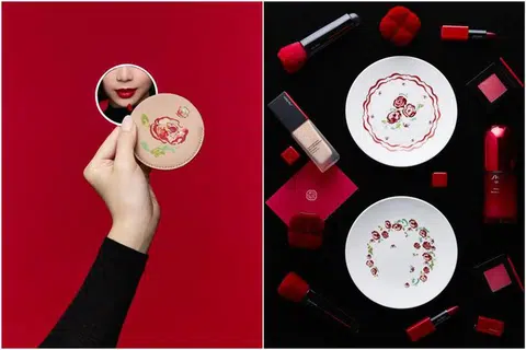Koleksi Shiseido x Willabelle Ong menggabungkan seni dan solekan menerusi rekaan moden bunga camellia dan rama-rama, lambang kecantikan dan perubahan.