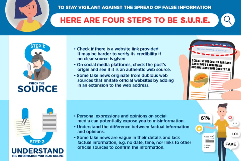 NLB berpesan kepada orang ramai agar berjaga-jaga dan tidak menjadi mangsa penipuan, maklumat salah, dan campur tangan dalam pilihan raya Singapura.