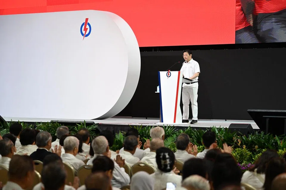 Perdana Menteri, Encik Lawrence Wong, di Persidangan dan Anugerah PAP 2026 pada 25 Oktober, yang diadakan di Expo.