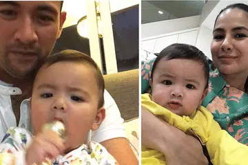 TUNTUT CERAI: Isteri Sharnaaz Ahmad, Cik Noor Nabila Mohd Noor (kanan), telah mengesahkan bahawa beliau telah membuat permohonan cerai terhadap suaminya. Bersama mereka adalah anak pasangan itu, Jebat Jayden Ahmad. -Foto INSTAGRAM SHARNAAZ AHMAD, NOOR NABILA.
