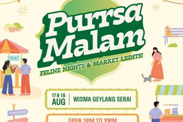 Pasar malam kucing, Purrsa Malam, bakal diadakan di Wisma Geylang Serai pada 17 dan 18 Ogos.