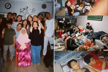 Seramai 29 anggota keluarga memberikan kejutan kepada nenek mereka, Cik Rubiah Rahmat (berbaju merah jambu), dengan mengadakan kegiatan tidur beramai-ramai di rumahnya pada 20 Januari.