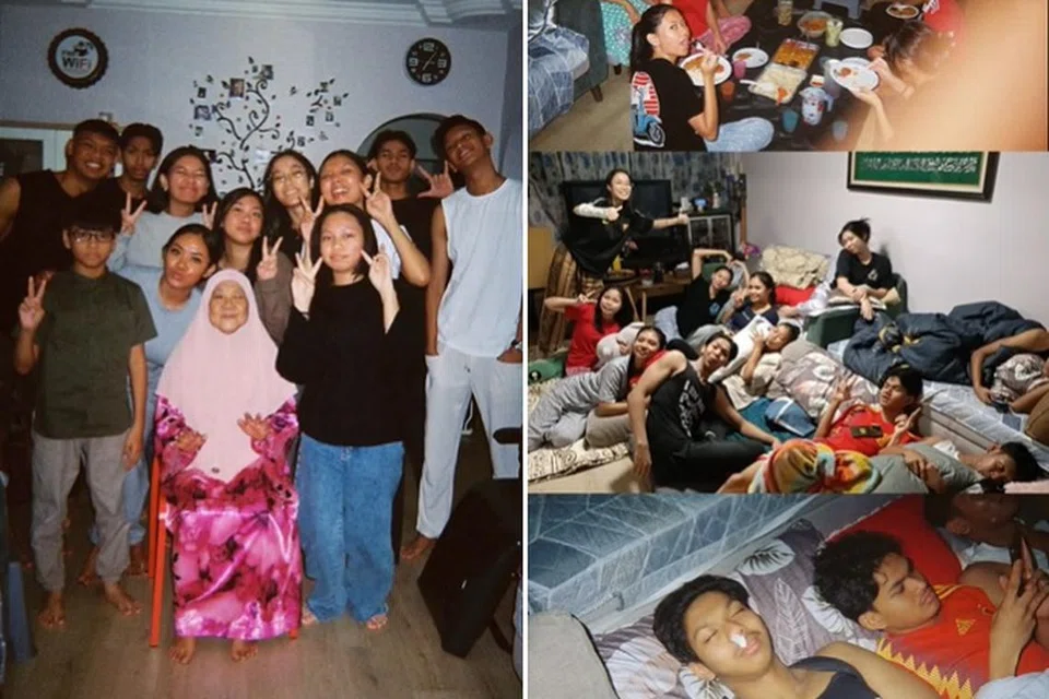 Seramai 29 anggota keluarga memberikan kejutan kepada nenek mereka, Cik Rubiah Rahmat (berbaju merah jambu), dengan mengadakan kegiatan tidur beramai-ramai di rumahnya pada 20 Januari.