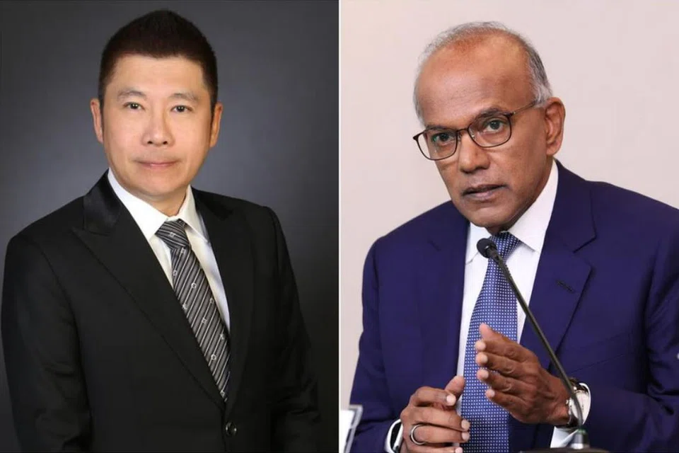 Menteri Ehwal Dalam Negeri merangkap Undang-Undang, Encik K. Shanmugam (kanan), terkejut membaca komen Naib Presiden Persatuan Undang-undang Singapura, Encik Chia Boon Teck, yang disifatkan boleh menjejas tanggapan terhadap mangsa serangan seksual dan menghalang mereka daripada tampil membuat laporan.