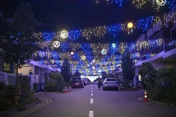 HIAS JALAN DAN RUMAH: Penduduk di kawasan Luxus Hill Drive bekerjasama menghiasi jalan dan rumah mereka dengan lampu berwarna-warni untuk membawa keceriaan musim perayaan hujung tahun di estet Seletar.