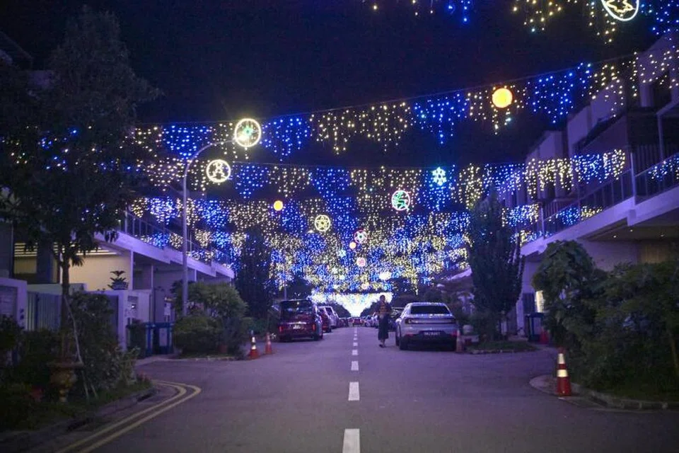 HIAS JALAN DAN RUMAH: Penduduk di kawasan Luxus Hill Drive bekerjasama menghiasi jalan dan rumah mereka dengan lampu berwarna-warni untuk membawa keceriaan musim perayaan hujung tahun di estet Seletar.