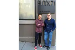 FIRMA STARTUP: Pengasas bersama Sybo Tech Singapore, Encik Hansen Goh (kiri) and Encik Maksim Kolin, di Block 71 San Francisco. Firma itu telah menghasilkan robot haiwan peliharaan yang diberi nama Pebby. - Foto fail