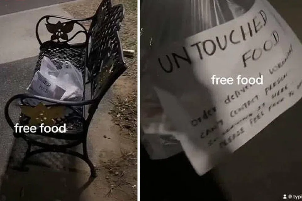 JUMPA MAKANAN: Dalam satu video yang dimuat naik di Tiktok Encik Farhan pada Khamis, beliau sedang dalam perjalanan pulang dari kerja apabila terjumpa bag plastik mengandungi makanan yang masih panas.