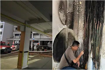 Kebakaran itu melibatkan rak di luar sebuah unit di tingkat 10 Blok 112, McNair Road.