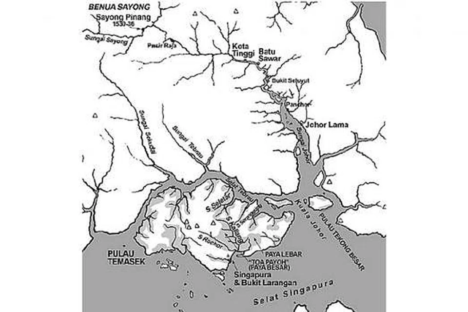 NAMA ASAL SINGAPURA: Temasek iaitu kawasan yang bertasik-tasik (berpaya) mungkin diberikan oleh beberapa orang asli iaitu Orang Biduanda Kallang, Seletar dan Benua Sayong, menurut lakaran Dr Imran Tajudeen.