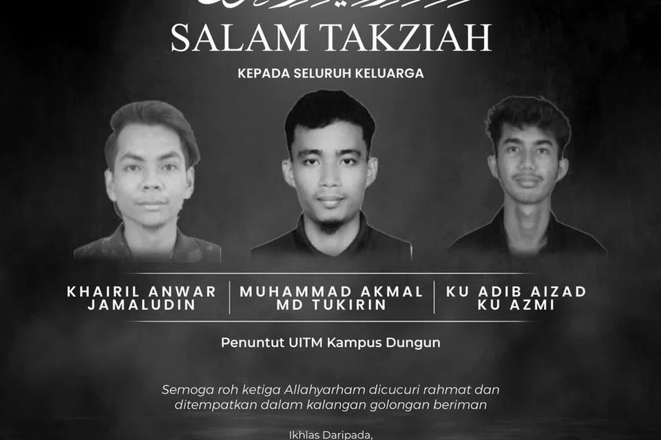 Menteri Pendidikan Tinggi Malaysia, Datuk Seri Dr Zambry Abdul Kadir, merakamkan ucapan takziah kepada keluarga tiga penuntut Universiti Teknologi Mara (UiTM) Dungun, Terengganu, yang maut selepas dua motosikal yang mereka naiki dirempuh sebuah kenderaan utiliti sukan (SUV) pada 9 Oktober malam.