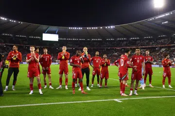 Pemain Wales kelihatan kecewa selepas perlawanan pada 9 Jun.