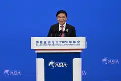 Perdana Menteri, Encik Lawrence Wong, berucap di Forum Bo’ao Asia di Hainan, China, pada 26 Mac.