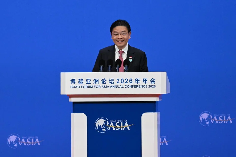 Perdana Menteri, Encik Lawrence Wong, berucap di Forum Bo’ao Asia di Hainan, China, pada 26 Mac.