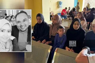 JADI YATIM PIATU: Lima beradik menjadi yatim piatu selepas ibu bapa mereka meninggal dunia dalam kemalangan ketika mengelak babi melintas di Kuala Muda, Sungai Petani, Kedah, pada 11 Januari. Gambar sisipan ialah pasangan yang terkorban Encik Mohd Norzianal Mohd Ainol dan isterinya, Cik Suhana Othman.