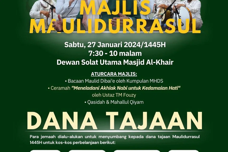 ACARA UTAMA: Majlis akan menampilkan Ustaz Tengku Mohamad Fouzy Tengku Mahid Jumat yang akan menyampaikan ceramah bertajuk Meneladani Akhlak Nabi untuk Kedamaian Hati.