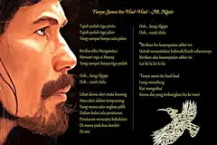 LAGU SARAT DENGAN SIMBOL, PESANAN DAN RENUNGAN: Lirik lagu 'Tanya Sama Itu Hud-Hud' di kulit album M. Nasir. - Foto XYRYZONE