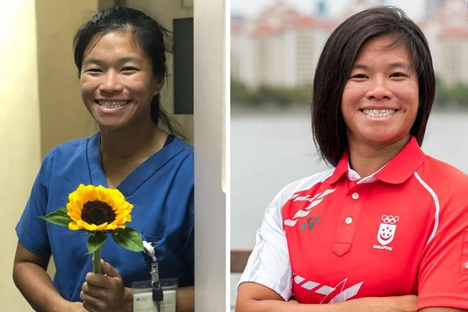 ATLET LAIN SINGAPURA YANG BERTUGAS DI BARISAN HADAPAN- Atlet bot naga negara Amelie Tan bertugas sebagai jururawat kakitangan kanan di Institut Kesihatan Mental -Foto TAN CHUAN-JIN / FACEBOOK 