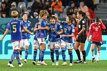 JARING GOL: Pasukan bola sepak wanita Jepun meraikan jaringan selepas menjaringkan gol kedua menentang Costa Rica.