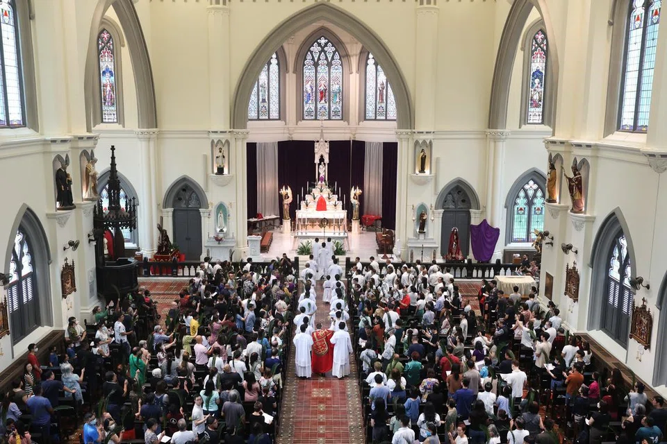 Keadaan di dalam Gereja St Joseph’s sebagaimana yang dikongsi oleh Perdana Menteri, Encik Lee Hsien Loong di media sosial pada 29 Mac.