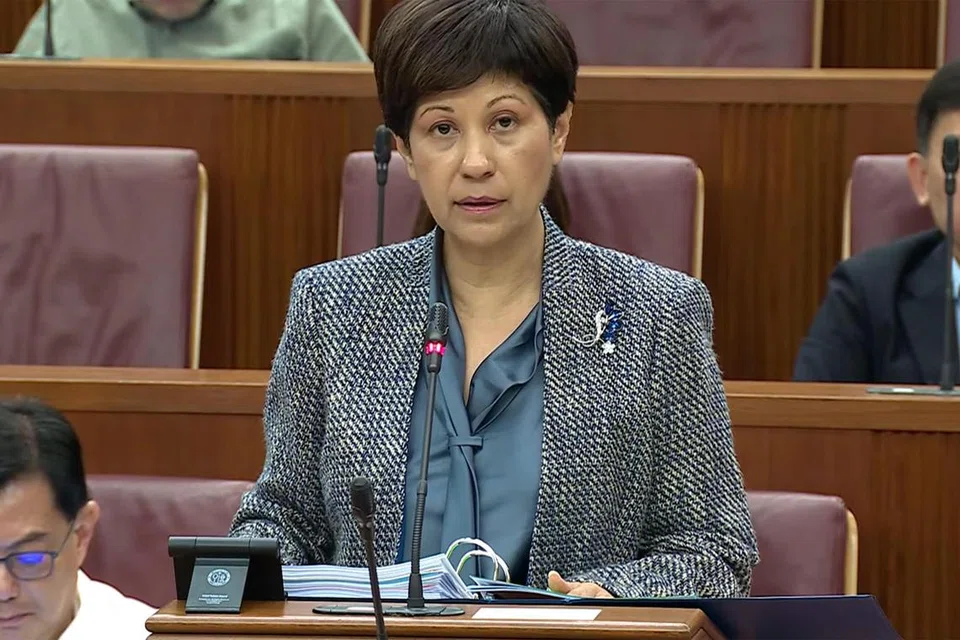 BENTANGKAN KENYATAAN: Cik Indranee Rajah, dalam kenyataan kementeriannya, berkata jawatankuasa silang kementerian itu akan mengkaji semula sistem kewangan Singapura dan mengukuhkan rejim antipengubahan wang haram.