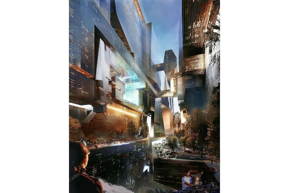 BANGUN: Arab Saudi kini dalam proses bina penempatan futuristik dan pintar dengan struktur berbentuk linear atau lurus, The Line, sepanjang 170 kilometer khusus untuk menempatkan sembilan juta penduduk, yang dilengkapi bangunan pencakar langit berkembar terpanjang di dunia. - Foto AFP