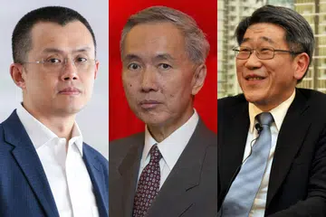INDIVIDU TERKAYA SINGAPURA: (Dari kiri) Encik Li Xiting (AS$15.6 bilion) dan adik-beradik Robert Ng dan Philip Ng (AS$15.2 bilion) mendahului senarai 50 individu terkaya Singapura oleh Forbes. - Foto fail