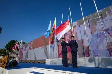 Sukan SEA 2025, SEA Games, Bangkok, flag raising, thailand, kemboja 