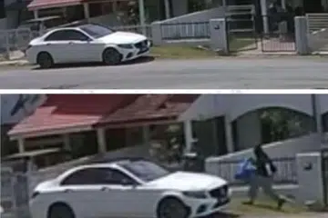 Rakaman kamera litar tertutup (CCTV) menunjukkan dua lelaki melarikan barang curian dengan menaiki sebuah kereta mewah selepas memecah masuk rumah seorang pegawai polis di Taman Sri Andalas, Klang, Selangor. 