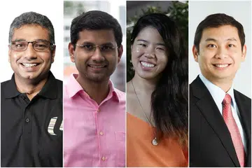 ANGGOTA PARLIMEN DILANTIK: Sembilan NMP baru telah dipilih termasuk (dari kiri) pemimpin gerakan buruh Arasu Duraisamy; pengasas Roses of Peace, Encik Mohamed Irshad Abbas Ali; perenang paralimpik Yip Pin Xiu dan pengerusi Sakae Holdings Douglas Foo.
