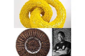 PO OI: Selepas menggunakan kayu terbuang sebagai bahan arca, beliau mula meneroka kaca gentian dan damar kuning pula untuk hasilkan karya tentang perpaduan dan kemantapan.