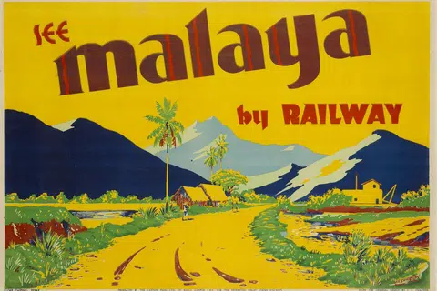 Poster ‘See Malaya by Railway’ (Taiping, Perak), 1930. Berukuran 83.7 x 59.4 cm. Ia merupakan Koleksi Muzium Negara Singapura.