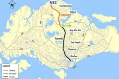 KETERSAMBUNGAN NSC: Koridor Utara-Selatan (NSC) sepanjang 21.5km menghubungkan wilayah utara dengan bandar, dari Sembawang ke Rochor.