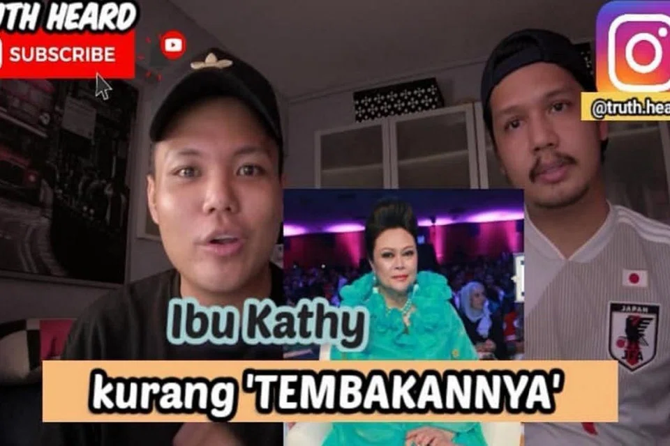 ULASAN JUJUR: Menerusi video reaksi 'Truth Heard', penyanyi Singapura, Hyrul Anuar (kiri) dan sepupunya Syazwan, memberi komen jujur tentang ulasan juri Datuk Khadijah Ibrahim yang didapati kurang 'sengatnya' kerana berunsur pujian sahaja tanpa ada kritikan membina. - Foto INSTAGRAM TRUTH HEARD