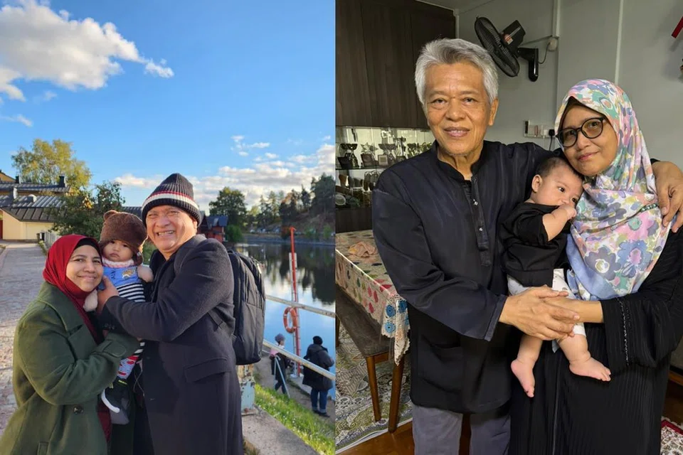 (Dari kiri) Cik Roslena Salleh dan Encik Jamaludin Jaffar bersama anak sulung penulis, Muhammad Uwais Jefnilham; dan Encik Sajat Ahmad Sarjo dan Cik Rosmalawati Abdul Majid bersama anak kedua penulis, Muhammad Ihsan Jefnilham.