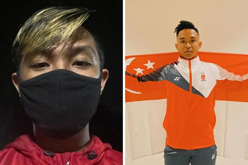 ATLET LAIN SINGAPURA YANG BERTUGAS DI BARISAN HADAPAN- Pesilat negara Syafiq Syazry bertugas sebagai penghantar makanan.-Foto TAN CHUAN-JIN / FACEBOOK 