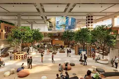 Lakaran pelukis bagi The HomePage @ Causeway Point, yang bakal dibuka pada 2028 dan akan menempatkan salah satu koleksi buku perpustakaan terpakai terbesar di Singapura.