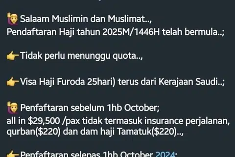 Ejen haji ‘VIP’ memasarkan melalui WhatsApp pakej haji tidak rasmi menggunakan visa pelancong untuk menunaikan haji pada 2025.