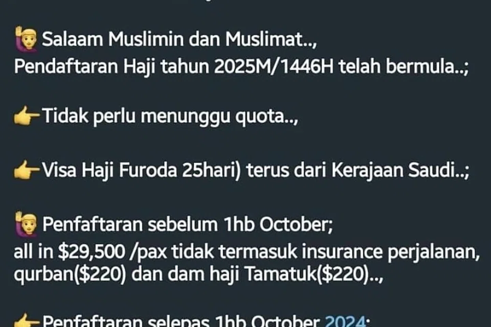 pakej haji tidak rasmi, tunai haji, visa pelancong 