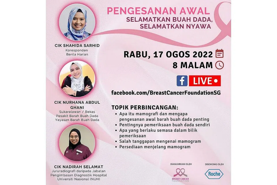 SAKSI SESI BUAL KHAS: Orang ramai kini boleh menyaksikan sesi perkongsian hasil kerjasama Berita Harian dan Yayasan Barah Buah Dada (BCF) yang disiarkan di Facebook BH dan BCF. - Foto BCF