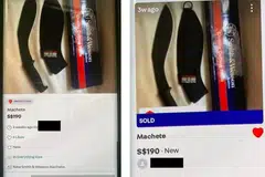 Sejenis parang yang ingin dibeli remaja 16 tahun yang ditahan di bawah ISA untuk melancarkan serangan pengganas di dua masjid di sini.