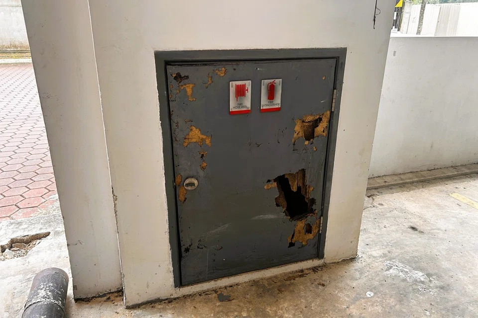 Pintu pili air bomba yang berada dalam keadaan uzur yang terletak di unit kondominium mewah yang dibeli oleh seorang warga Singapura.