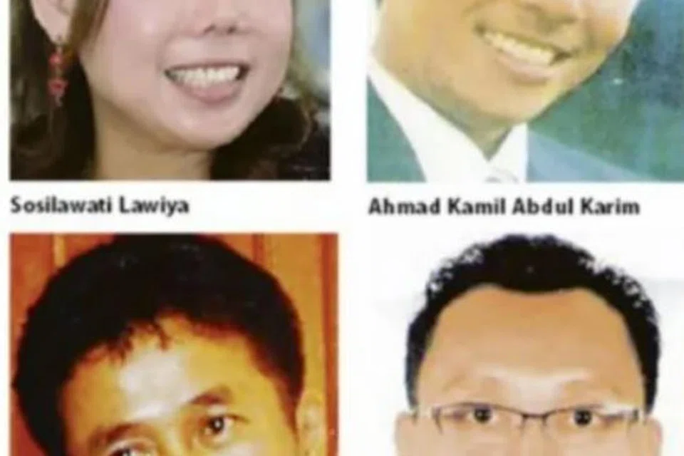 Jutawan kosmetik, Allahyarham Datuk Sosilawati Lawiya (atas kiri) bersama tiga lagi iaitu peguam, Allahyarham Ahmad Kamil Abdul Karim (atas kanan); pegawai bank, Allahyarham Noorhisham Mohamad (bawah kanan); dan pemandu Datuk Sosilawati, Allahyarham Kamaruddin Shamsuddin (bawah kiri), mati dibunuh selepas dilaporkan hilang pada 30 Ogos 2010.